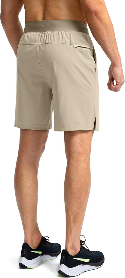 Soothfeel Men's Running Shorts with Zipper Pockets 9"/ 7"/ 5" Quick Dry Eight Basketball Gym Workout Athletic Shorts