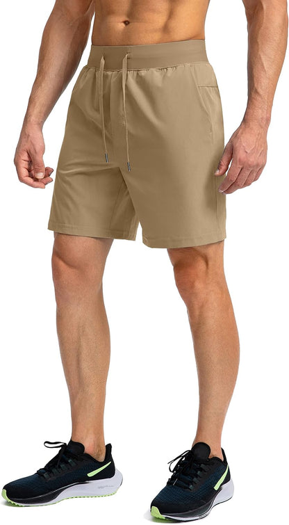 Soothfeel Men's Running Shorts with Zipper Pockets 9"/ 7"/ 5" Quick Dry Eight Basketball Gym Workout Athletic Shorts