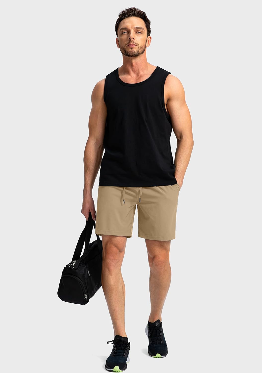 Soothfeel Men's Running Shorts with Zipper Pockets 9"/ 7"/ 5" Quick Dry Eight Basketball Gym Workout Athletic Shorts