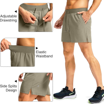 Soothfeel Men's Running Shorts with Zipper Pockets 9"/ 7"/ 5" Quick Dry Eight Basketball Gym Workout Athletic Shorts