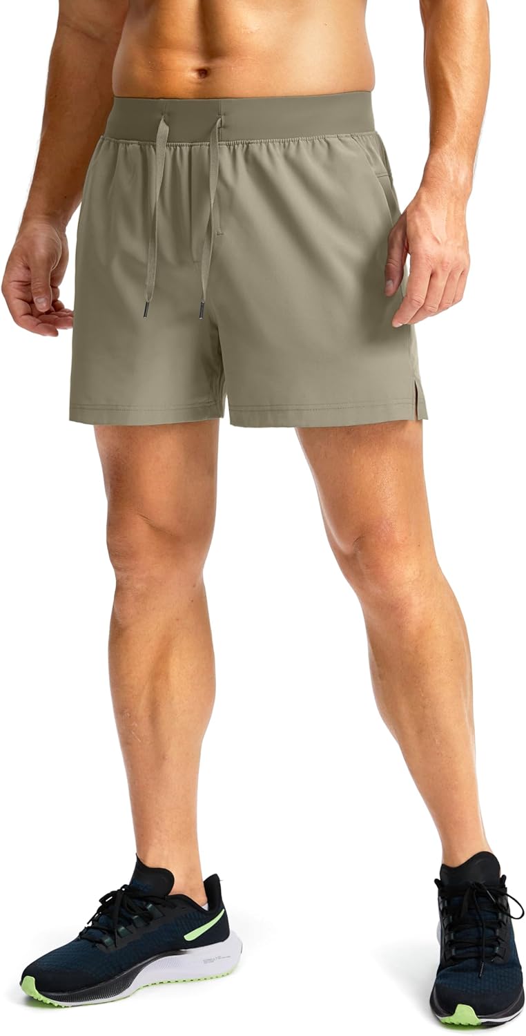 Soothfeel Men's Running Shorts with Zipper Pockets 9"/ 7"/ 5" Quick Dry Eight Basketball Gym Workout Athletic Shorts