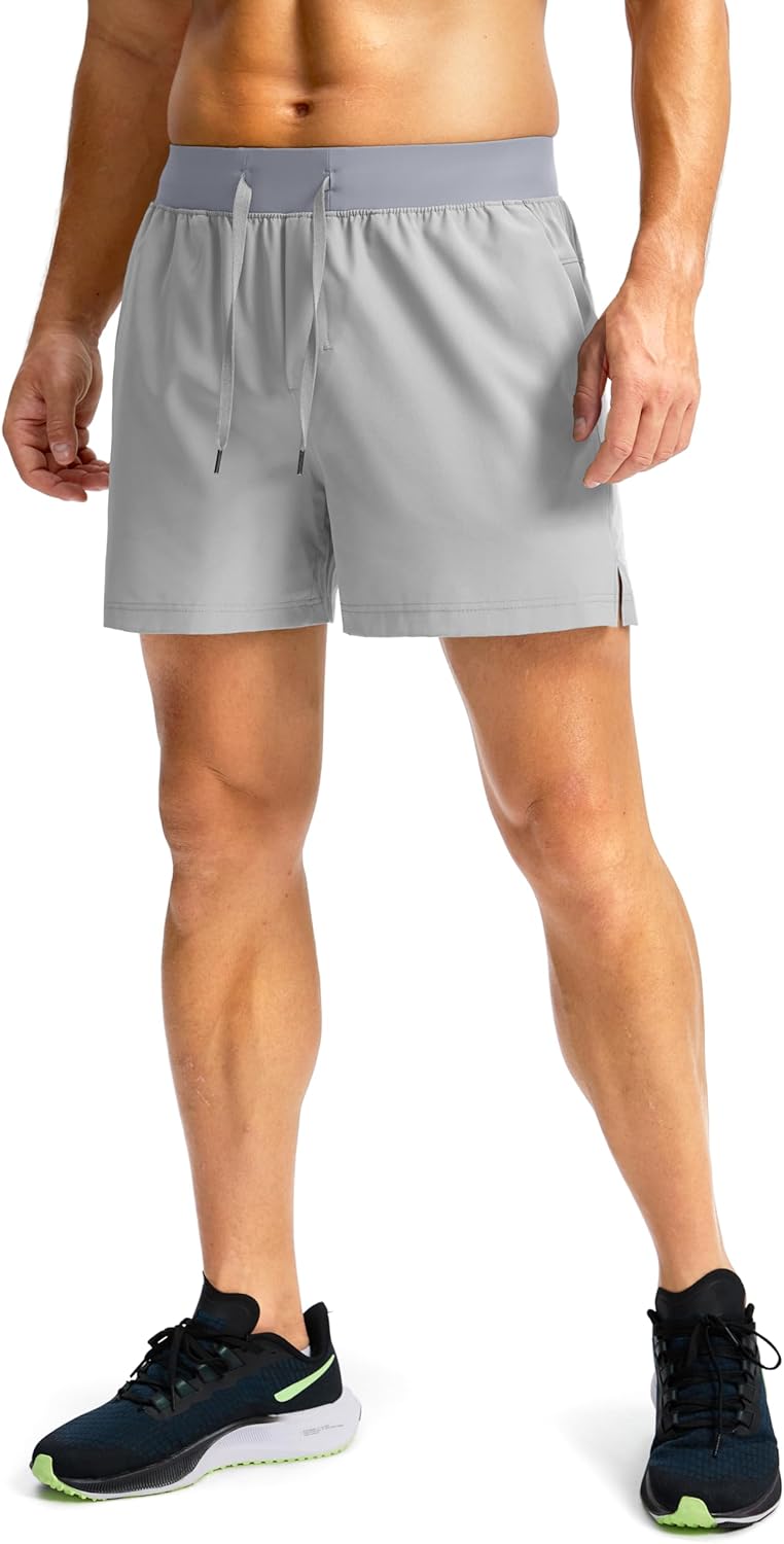 Soothfeel Men's Running Shorts with Zipper Pockets 9"/ 7"/ 5" Quick Dry Eight Basketball Gym Workout Athletic Shorts