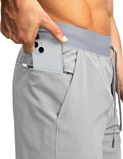 Soothfeel Men's Running Shorts with Zipper Pockets 9"/ 7"/ 5" Quick Dry Eight Basketball Gym Workout Athletic Shorts