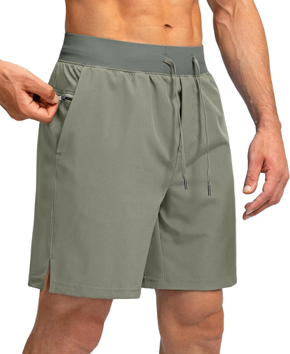 Soothfeel Men's Running Shorts with Zipper Pockets 9"/ 7"/ 5" Quick Dry Eight Basketball Gym Workout Athletic Shorts