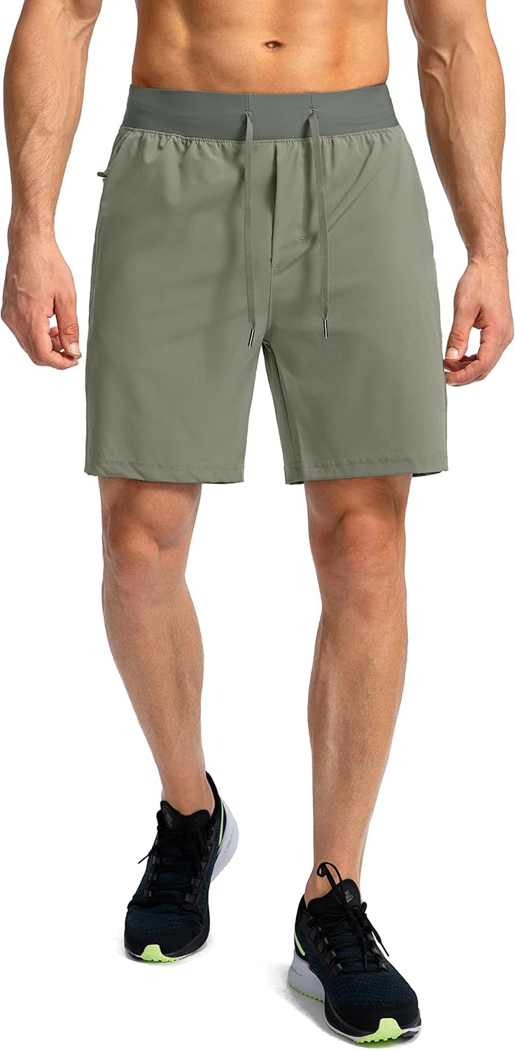 Soothfeel Men's Running Shorts with Zipper Pockets 9"/ 7"/ 5" Quick Dry Eight Basketball Gym Workout Athletic Shorts