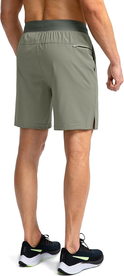 Soothfeel Men's Running Shorts with Zipper Pockets 9"/ 7"/ 5" Quick Dry Eight Basketball Gym Workout Athletic Shorts