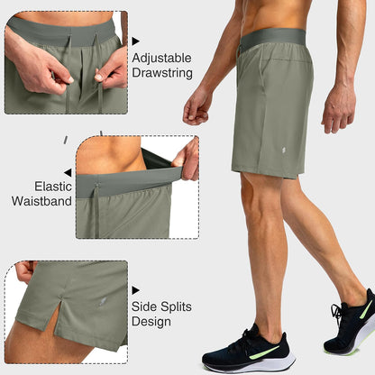 Soothfeel Men's Running Shorts with Zipper Pockets 9"/ 7"/ 5" Quick Dry Eight Basketball Gym Workout Athletic Shorts