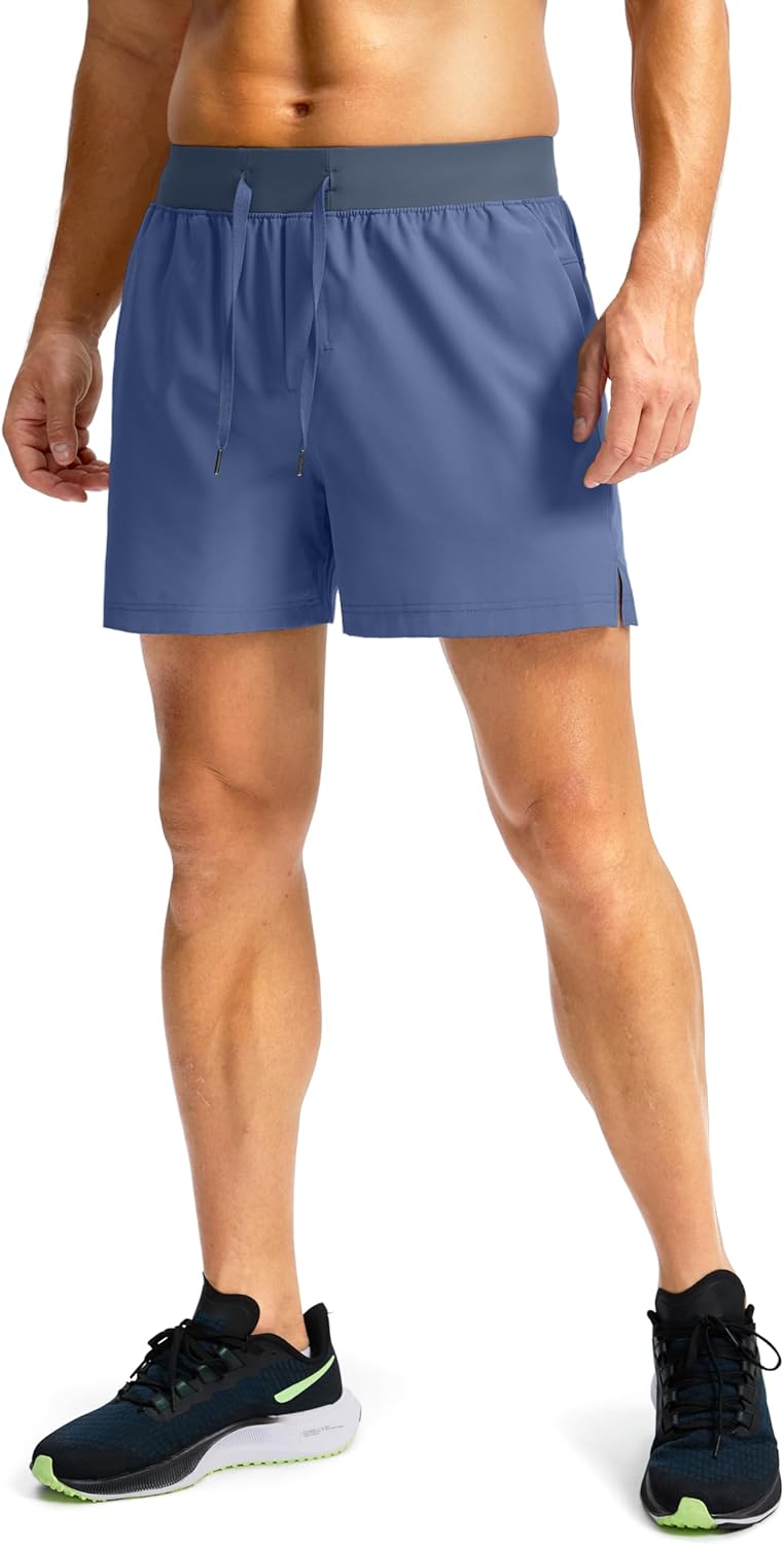 Soothfeel Men's Running Shorts with Zipper Pockets 9"/ 7"/ 5" Quick Dry Eight Basketball Gym Workout Athletic Shorts