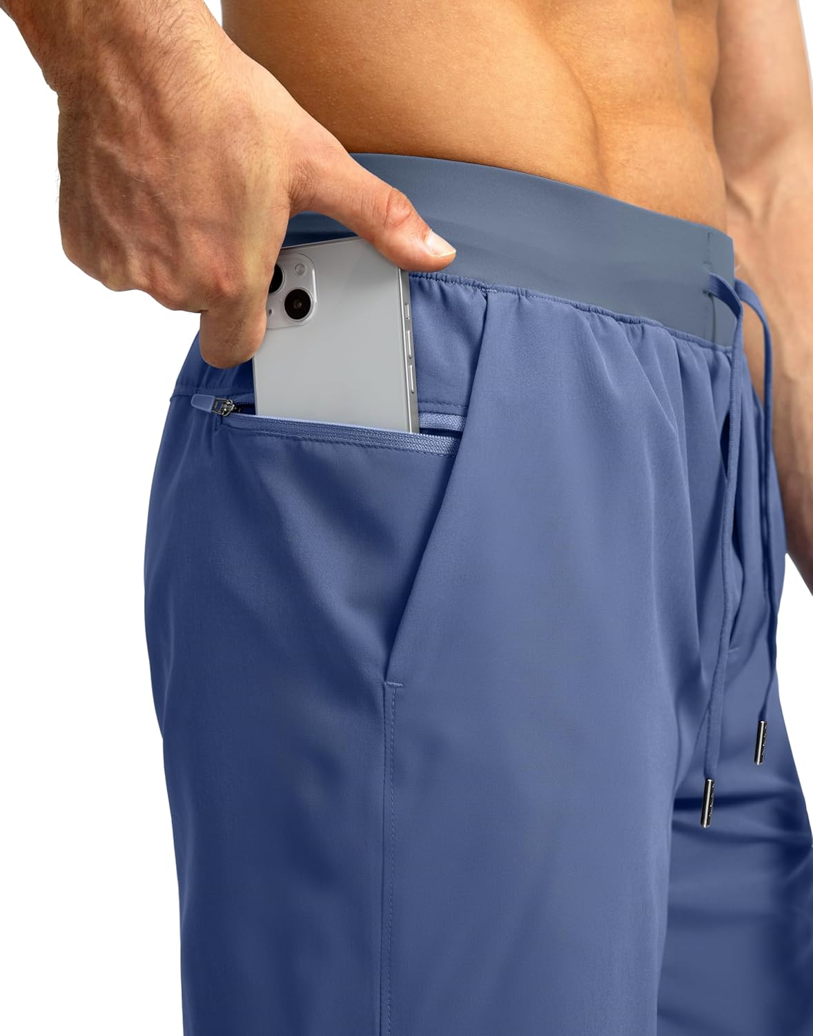 Soothfeel Men's Running Shorts with Zipper Pockets 9"/ 7"/ 5" Quick Dry Eight Basketball Gym Workout Athletic Shorts