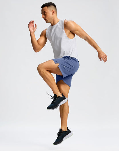 Soothfeel Men's Running Shorts with Zipper Pockets 9"/ 7"/ 5" Quick Dry Eight Basketball Gym Workout Athletic Shorts