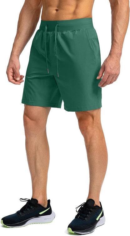 Soothfeel Men's Running Shorts with Zipper Pockets 9"/ 7"/ 5" Quick Dry Eight Basketball Gym Workout Athletic Shorts