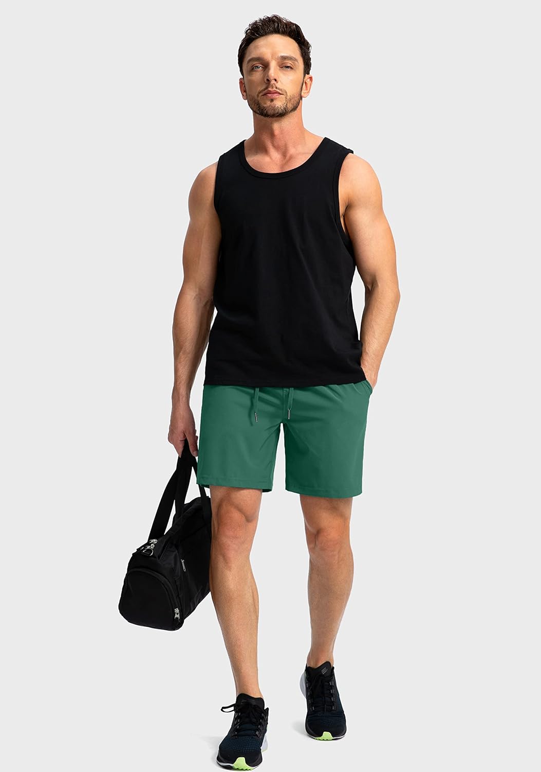 Soothfeel Men's Running Shorts with Zipper Pockets 9"/ 7"/ 5" Quick Dry Eight Basketball Gym Workout Athletic Shorts