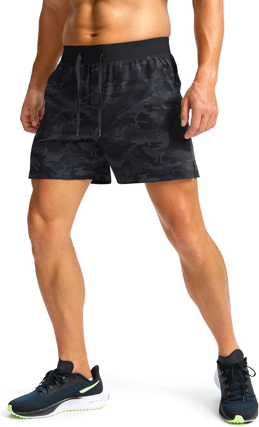 Soothfeel Men's Running Shorts with Zipper Pockets 9"/ 7"/ 5" Quick Dry Eight Basketball Gym Workout Athletic Shorts