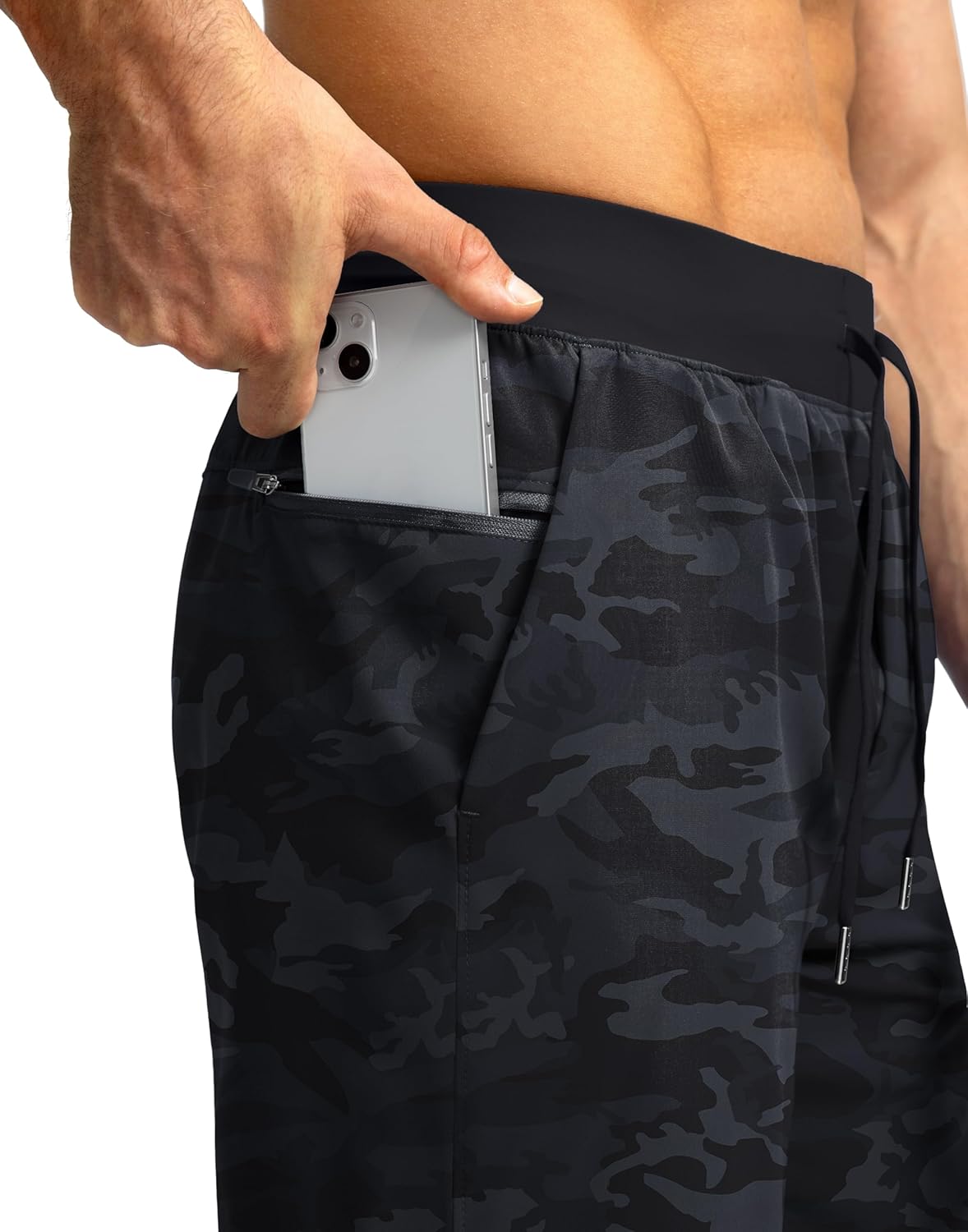 Soothfeel Men's Running Shorts with Zipper Pockets 9"/ 7"/ 5" Quick Dry Eight Basketball Gym Workout Athletic Shorts