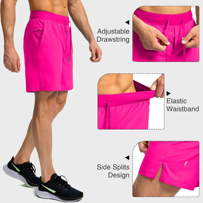 Soothfeel Men's Running Shorts with Zipper Pockets 9"/ 7"/ 5" Quick Dry Eight Basketball Gym Workout Athletic Shorts