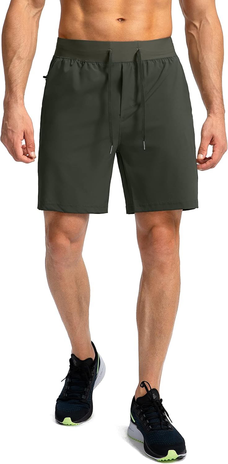 Soothfeel Men's Running Shorts with Zipper Pockets 9"/ 7"/ 5" Quick Dry Eight Basketball Gym Workout Athletic Shorts