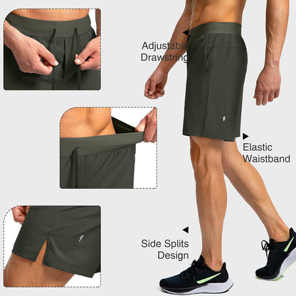 Soothfeel Men's Running Shorts with Zipper Pockets 9"/ 7"/ 5" Quick Dry Eight Basketball Gym Workout Athletic Shorts