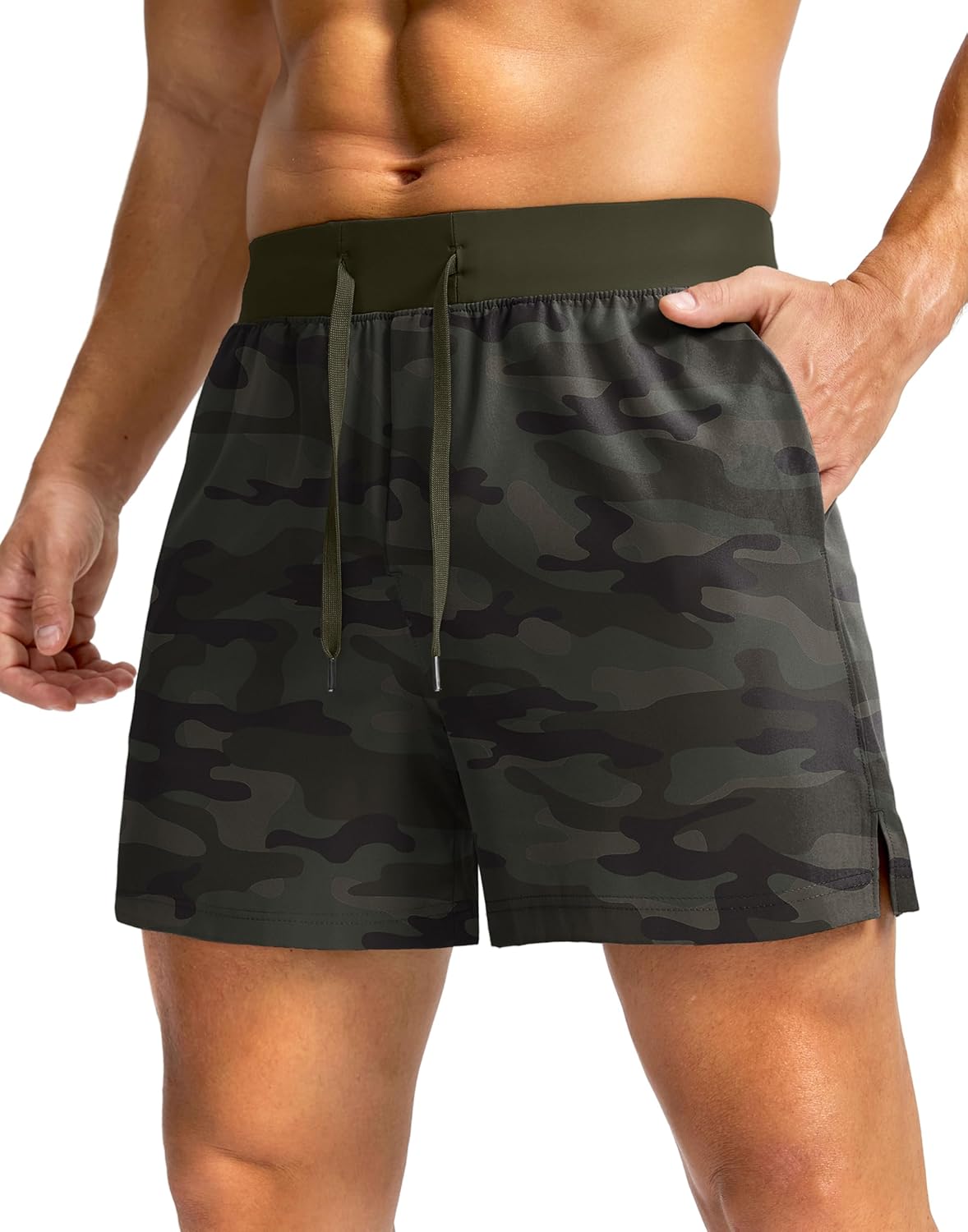 Soothfeel Men's Running Shorts with Zipper Pockets 9"/ 7"/ 5" Quick Dry Eight Basketball Gym Workout Athletic Shorts