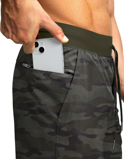 Soothfeel Men's Running Shorts with Zipper Pockets 9"/ 7"/ 5" Quick Dry Eight Basketball Gym Workout Athletic Shorts