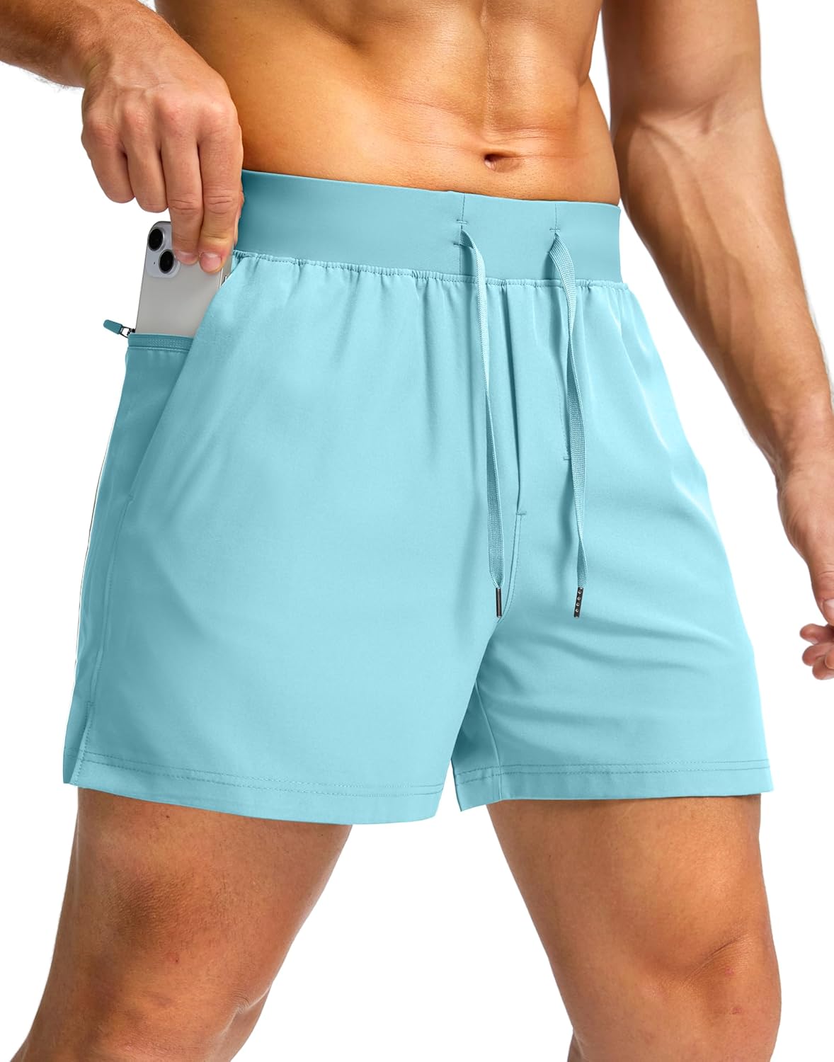 Soothfeel Men's Running Shorts with Zipper Pockets 9"/ 7"/ 5" Quick Dry Eight Basketball Gym Workout Athletic Shorts