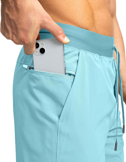 Soothfeel Men's Running Shorts with Zipper Pockets 9"/ 7"/ 5" Quick Dry Eight Basketball Gym Workout Athletic Shorts