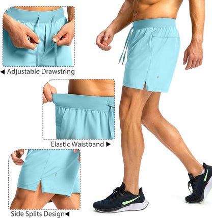 Soothfeel Men's Running Shorts with Zipper Pockets 9"/ 7"/ 5" Quick Dry Eight Basketball Gym Workout Athletic Shorts