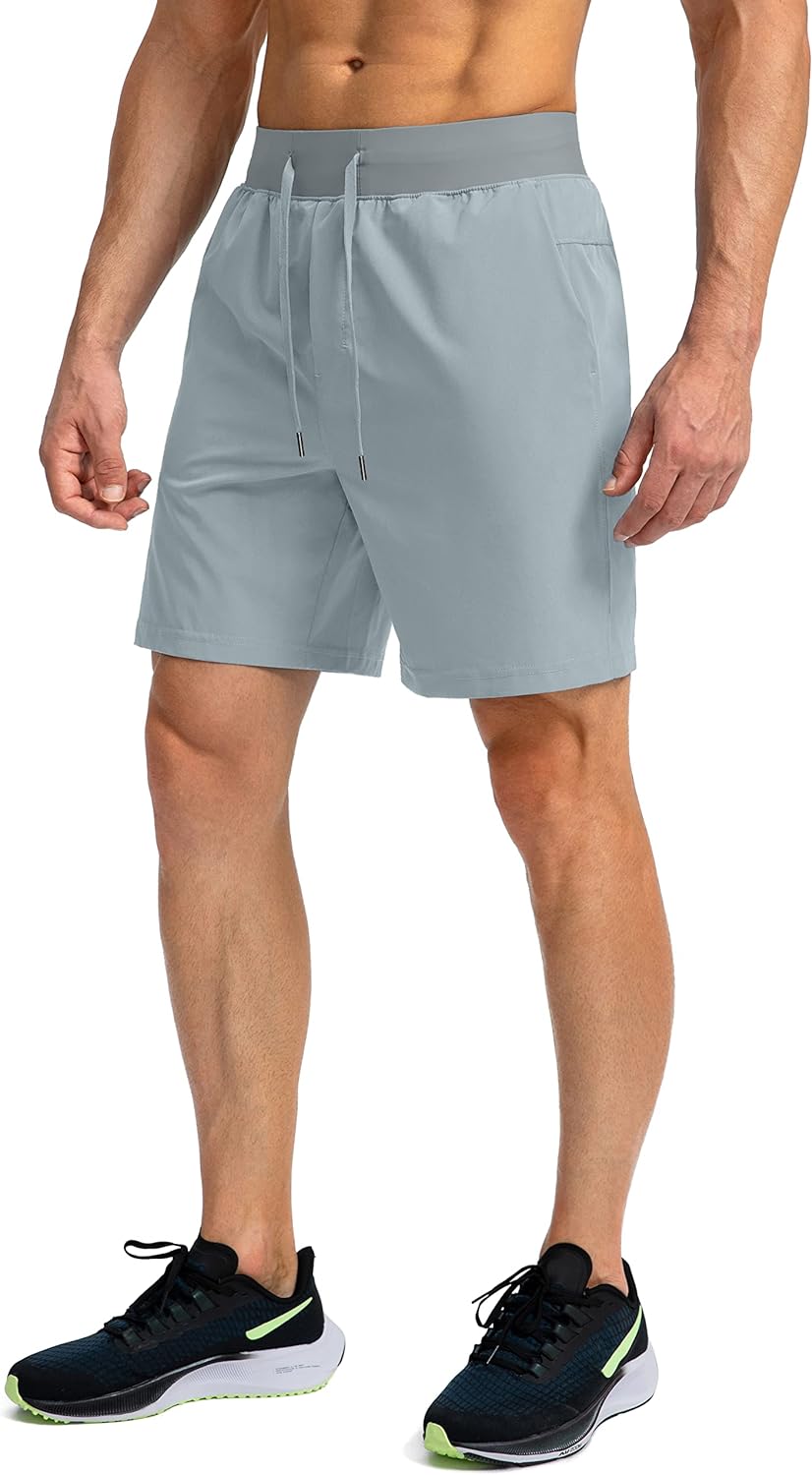 Soothfeel Men's Running Shorts with Zipper Pockets 9"/ 7"/ 5" Quick Dry Eight Basketball Gym Workout Athletic Shorts