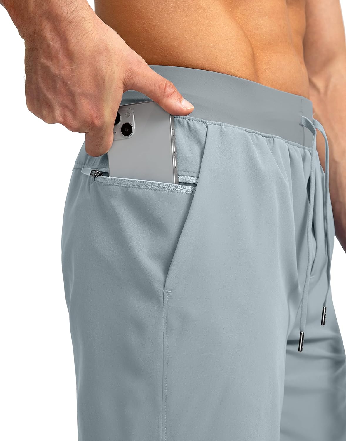 Soothfeel Men's Running Shorts with Zipper Pockets 9"/ 7"/ 5" Quick Dry Eight Basketball Gym Workout Athletic Shorts