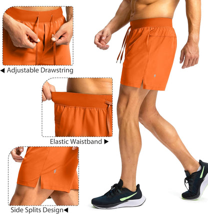 Soothfeel Men's Running Shorts with Zipper Pockets 9"/ 7"/ 5" Quick Dry Eight Basketball Gym Workout Athletic Shorts