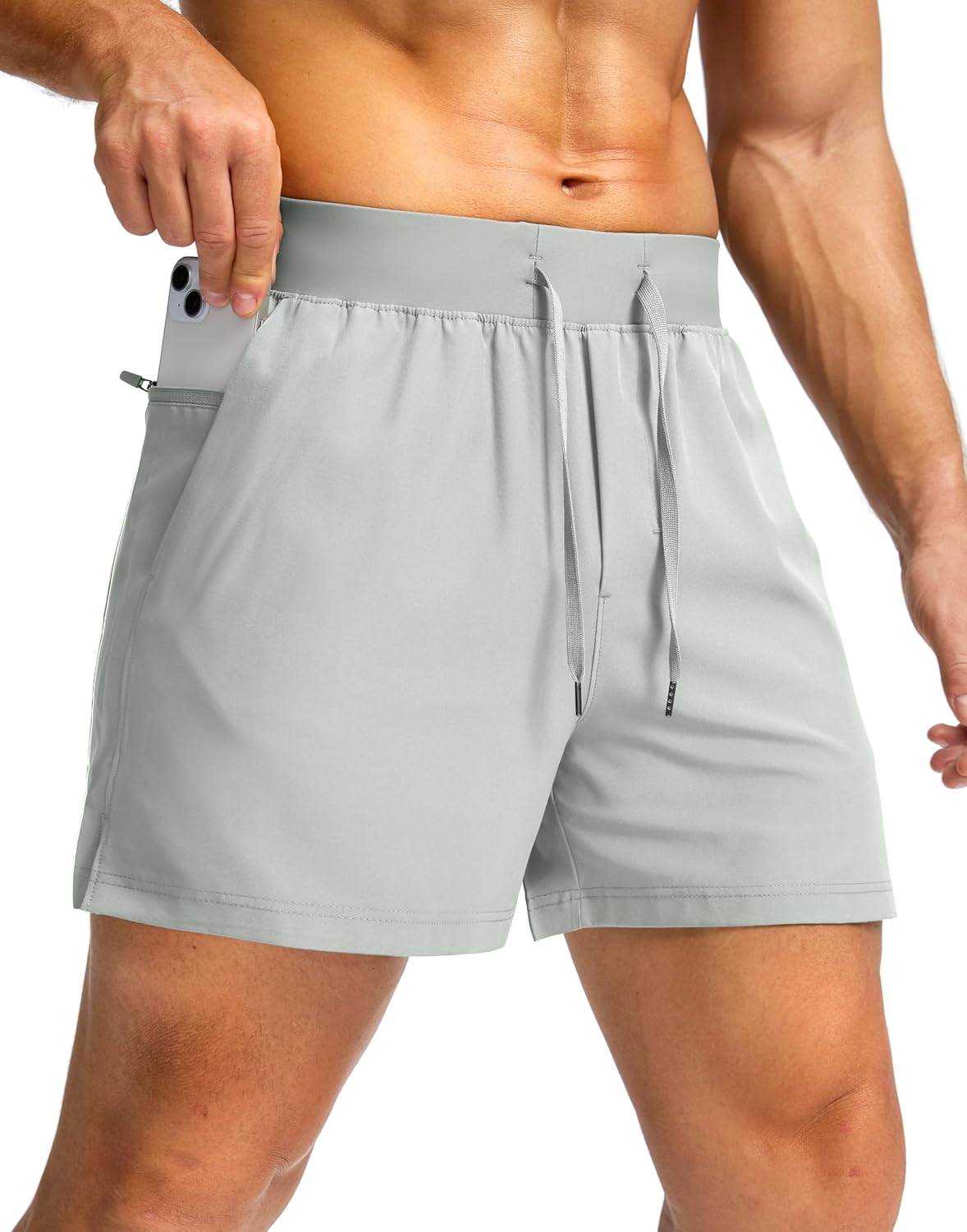 Soothfeel Men's Running Shorts with Zipper Pockets 9"/ 7"/ 5" Quick Dry Eight Basketball Gym Workout Athletic Shorts