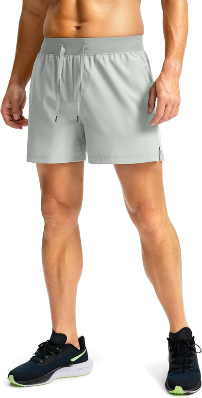Soothfeel Men's Running Shorts with Zipper Pockets 9"/ 7"/ 5" Quick Dry Eight Basketball Gym Workout Athletic Shorts