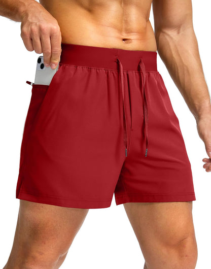 Soothfeel Men's Running Shorts with Zipper Pockets 9"/ 7"/ 5" Quick Dry Eight Basketball Gym Workout Athletic Shorts