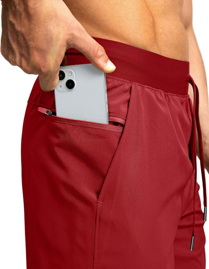 Soothfeel Men's Running Shorts with Zipper Pockets 9"/ 7"/ 5" Quick Dry Eight Basketball Gym Workout Athletic Shorts