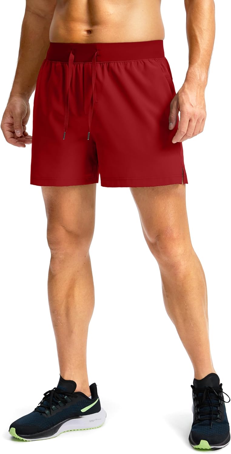 Soothfeel Men's Running Shorts with Zipper Pockets 9"/ 7"/ 5" Quick Dry Eight Basketball Gym Workout Athletic Shorts