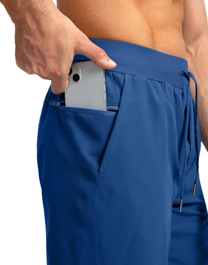 Soothfeel Men's Running Shorts with Zipper Pockets 9"/ 7"/ 5" Quick Dry Eight Basketball Gym Workout Athletic Shorts