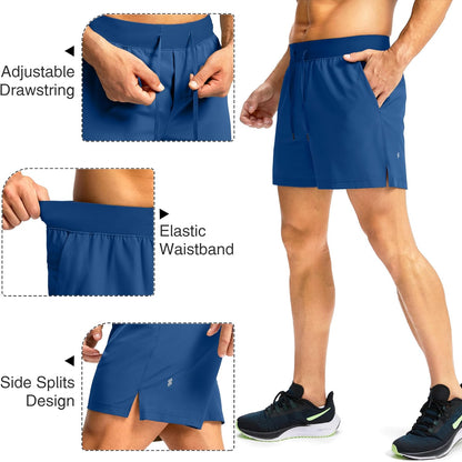 Soothfeel Men's Running Shorts with Zipper Pockets 9"/ 7"/ 5" Quick Dry Eight Basketball Gym Workout Athletic Shorts