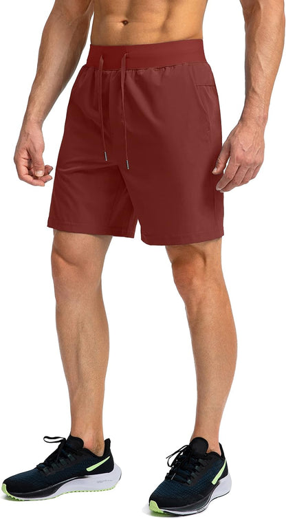 Soothfeel Men's Running Shorts with Zipper Pockets 9"/ 7"/ 5" Quick Dry Eight Basketball Gym Workout Athletic Shorts