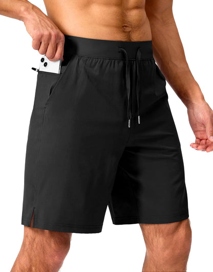 Soothfeel Men's Running Shorts with Zipper Pockets 9"/ 7"/ 5" Quick Dry Eight Basketball Gym Workout Athletic Shorts