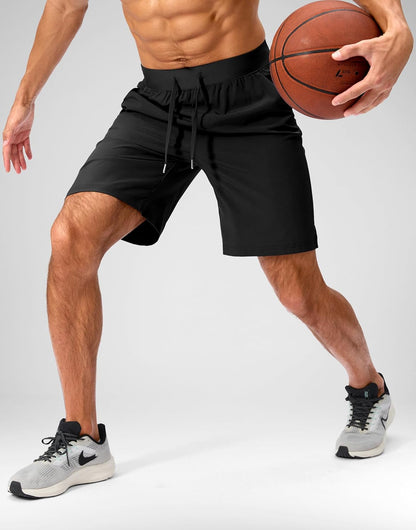 Soothfeel Men's Running Shorts with Zipper Pockets 9"/ 7"/ 5" Quick Dry Eight Basketball Gym Workout Athletic Shorts