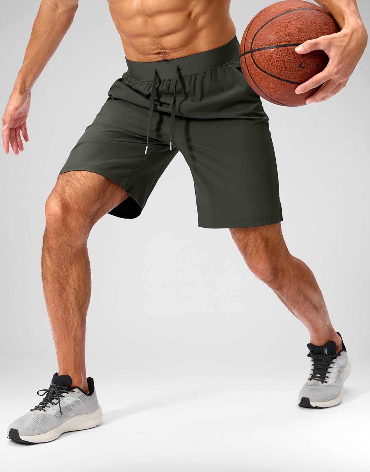 Soothfeel Men's Running Shorts with Zipper Pockets 9"/ 7"/ 5" Quick Dry Eight Basketball Gym Workout Athletic Shorts