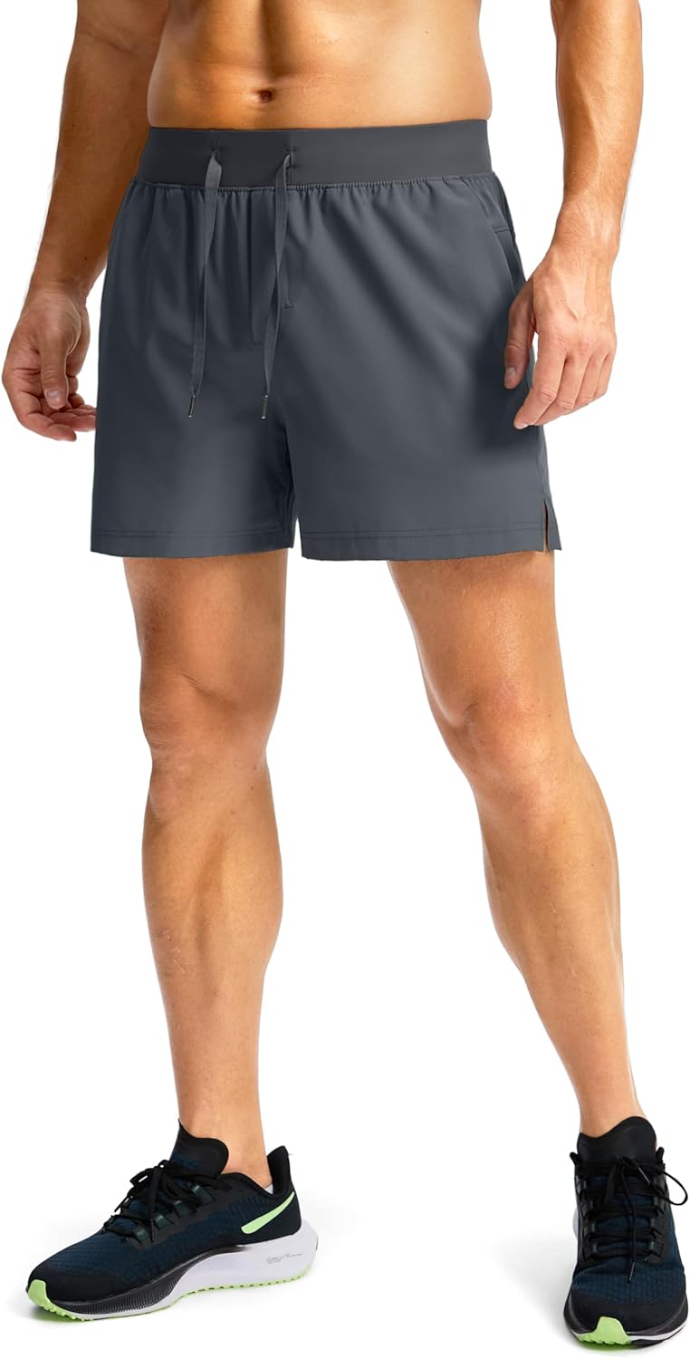 Soothfeel Men's Running Shorts with Zipper Pockets 9"/ 7"/ 5" Quick Dry Eight Basketball Gym Workout Athletic Shorts
