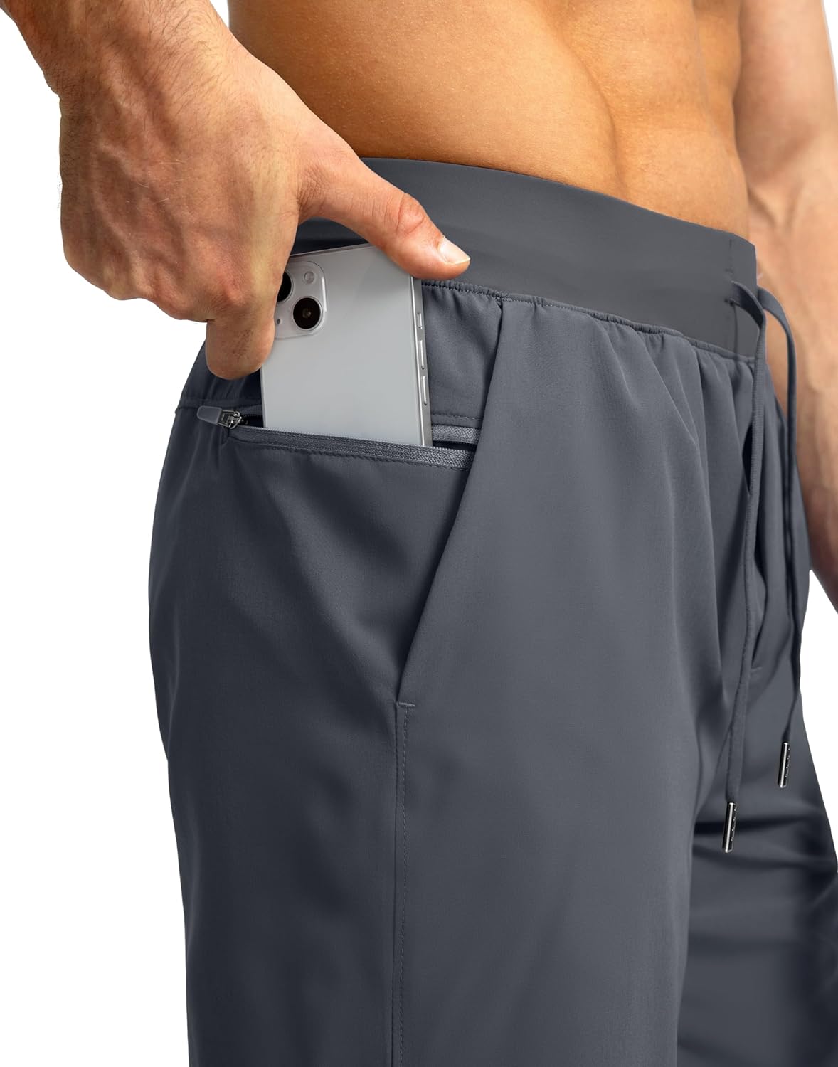 Soothfeel Men's Running Shorts with Zipper Pockets 9"/ 7"/ 5" Quick Dry Eight Basketball Gym Workout Athletic Shorts