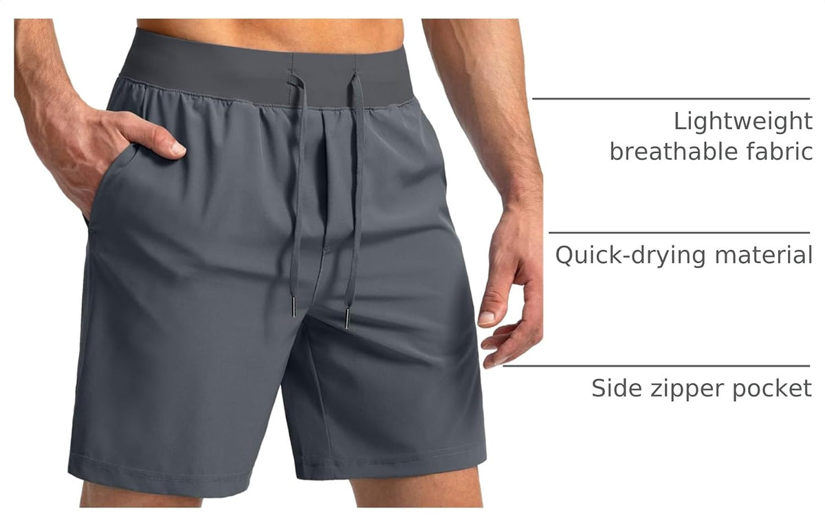Soothfeel Men's Running Shorts with Zipper Pockets 9"/ 7"/ 5" Quick Dry Eight Basketball Gym Workout Athletic Shorts