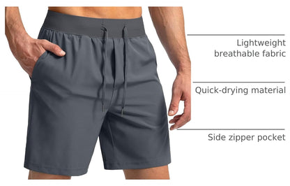 Soothfeel Men's Running Shorts with Zipper Pockets 9"/ 7"/ 5" Quick Dry Eight Basketball Gym Workout Athletic Shorts
