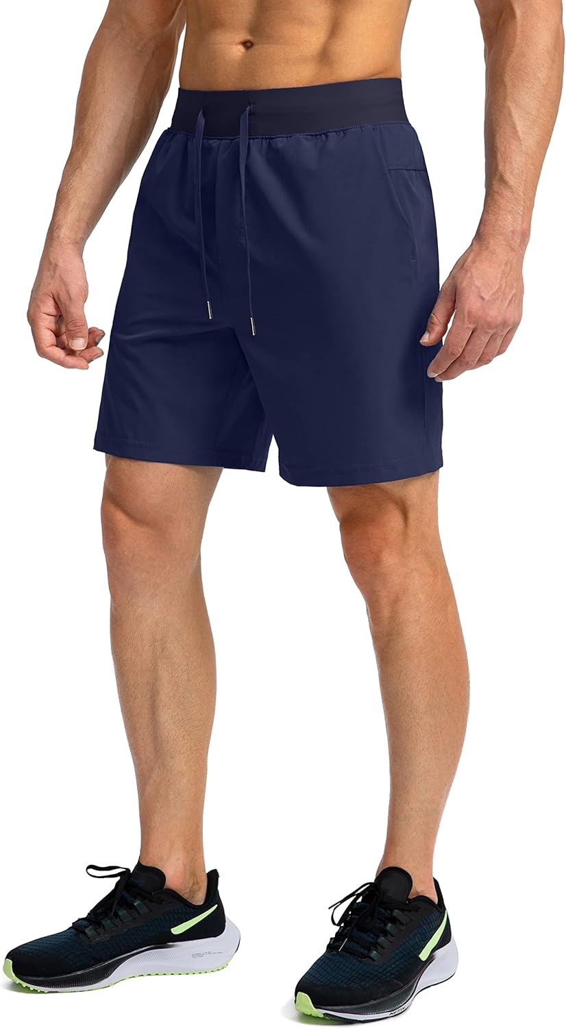 Soothfeel Men's Running Shorts with Zipper Pockets 9"/ 7"/ 5" Quick Dry Eight Basketball Gym Workout Athletic Shorts