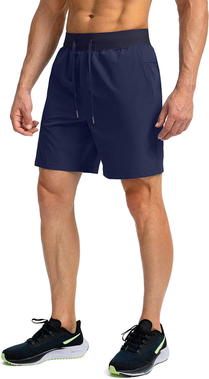 Soothfeel Men's Running Shorts with Zipper Pockets 9"/ 7"/ 5" Quick Dry Eight Basketball Gym Workout Athletic Shorts