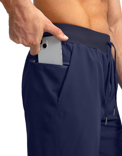 Soothfeel Men's Running Shorts with Zipper Pockets 9"/ 7"/ 5" Quick Dry Eight Basketball Gym Workout Athletic Shorts