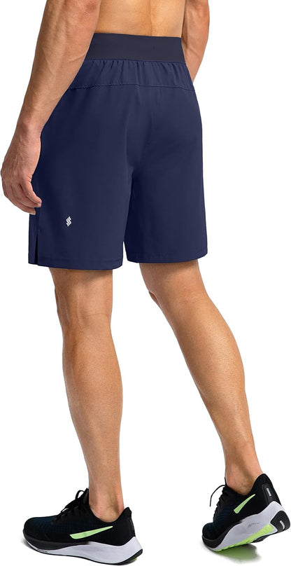 Soothfeel Men's Running Shorts with Zipper Pockets 9"/ 7"/ 5" Quick Dry Eight Basketball Gym Workout Athletic Shorts