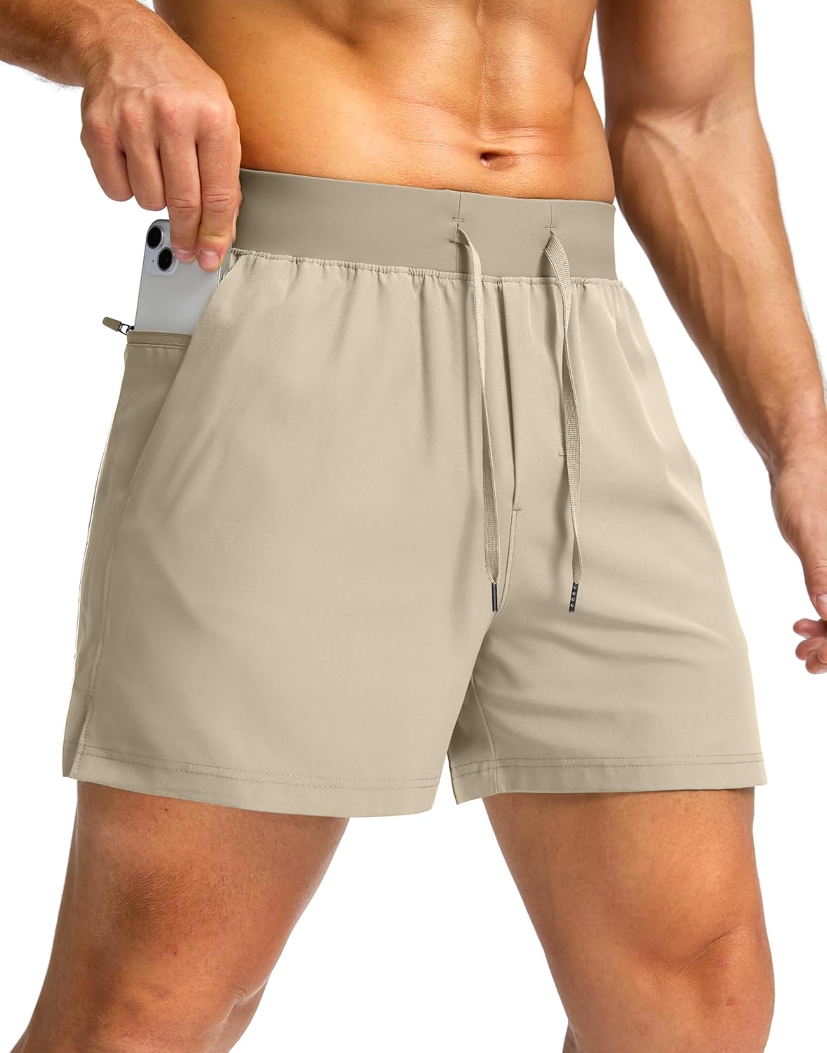 Soothfeel Men's Running Shorts with Zipper Pockets 9"/ 7"/ 5" Quick Dry Eight Basketball Gym Workout Athletic Shorts