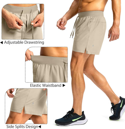 Soothfeel Men's Running Shorts with Zipper Pockets 9"/ 7"/ 5" Quick Dry Eight Basketball Gym Workout Athletic Shorts